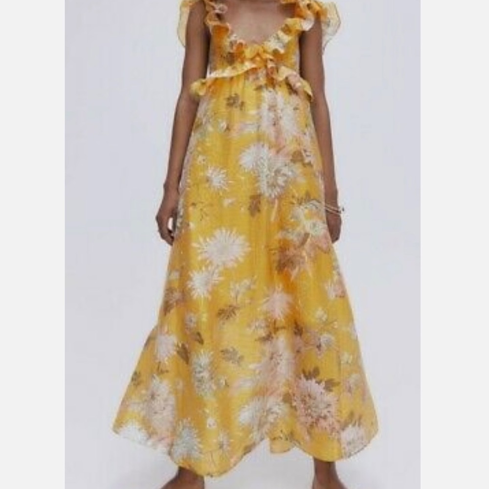 H&M Lyocell-blend Ruffled Dress - Small - Picture 3 of 4